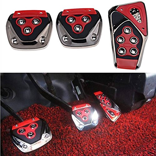 Version 1.0.0 Oshotto 3 Pcs Non-Slip Manual CS-375 Car Pedals kit Pad Covers Set Compatible with Tata Indica (Red)