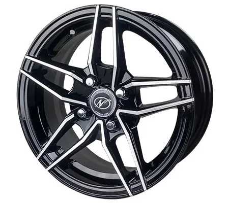 Neo 14" inches Alloy Wheel (Set Of 4) | 4 Holes | 100 | Black Machined | Split