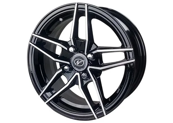 Neo 14" inches Alloy Wheel (Set Of 4) | 4 Holes | 100 | Black Machined | Split
